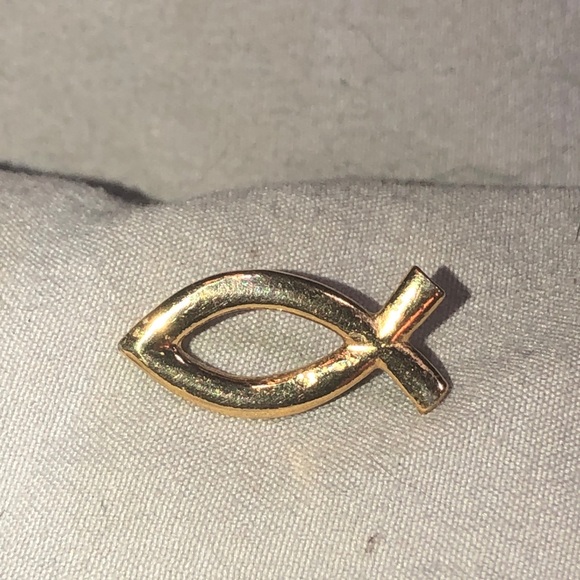 Gold Spiritual FISH Tie tack GOD FAITH LOVE - Picture 5 of 7